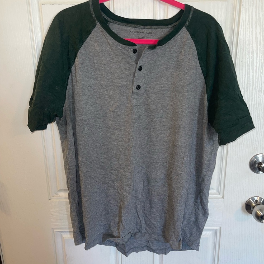 American Eagle Button Neck T shirt